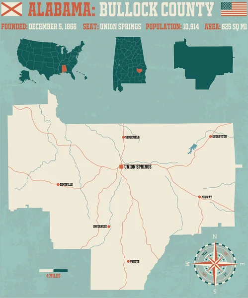 Bullock κομητεία Αλαμπάμα ΗΠΑ — Διανυσματικό Αρχείο