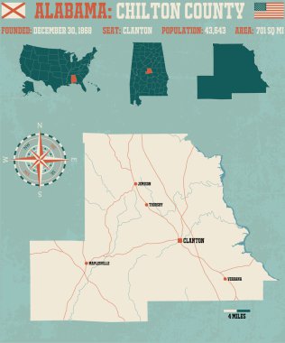 Chilton County in Alabama USA clipart