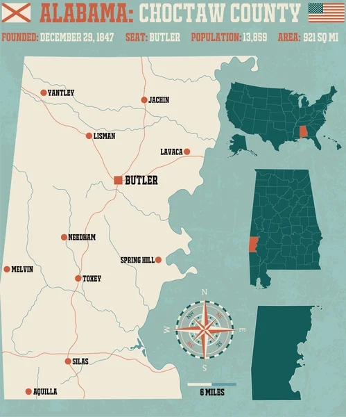 Чокто округу в США Алабама — стоковий вектор