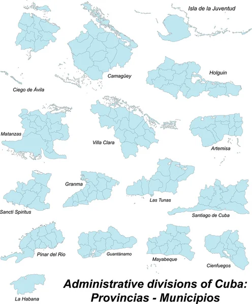 Bestuurlijke indeling van Cuba — Stockvector