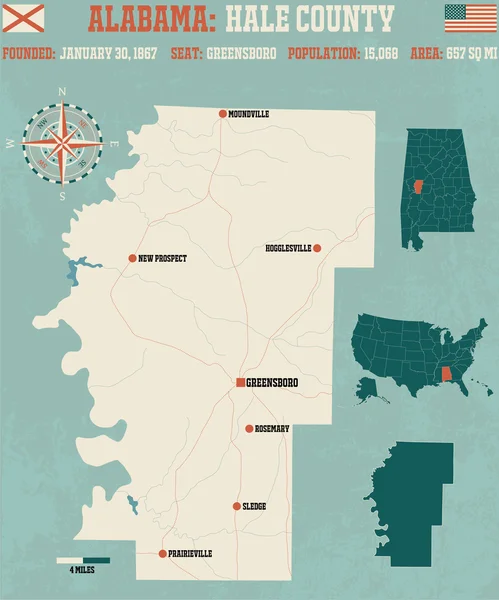 Hale округу в США Алабама — стоковий вектор