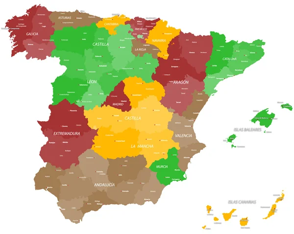 Mapa Hiszpania — Wektor stockowy