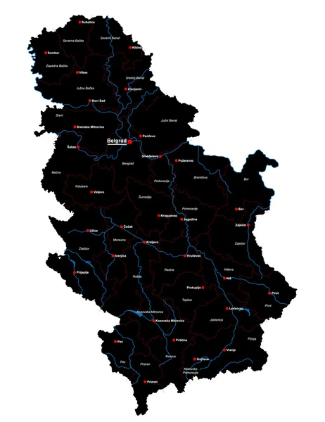 Mapa da Sérvia — Vetor de Stock