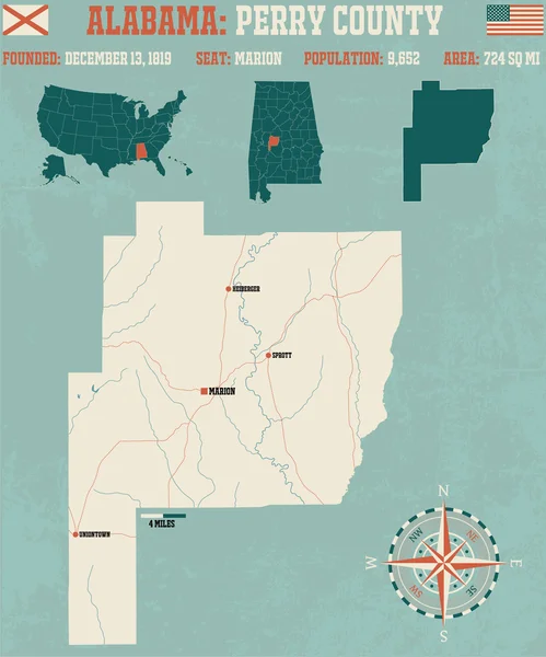 佩里县在阿拉巴马州美国 — 图库矢量图片