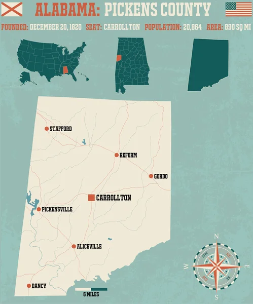 Пікенс округу в США Алабама — стоковий вектор