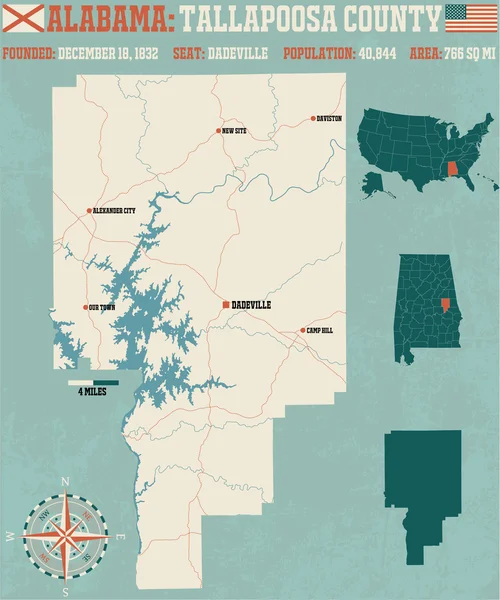 Tallapoosa округу в США Алабама — стоковий вектор