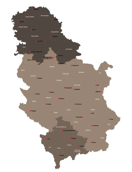 Mapa da Sérvia — Vetor de Stock