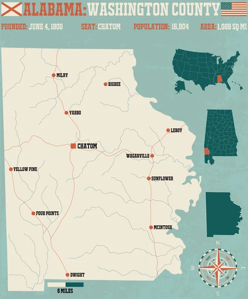 Condado de Washington no Alabama EUA —  Vetores de Stock