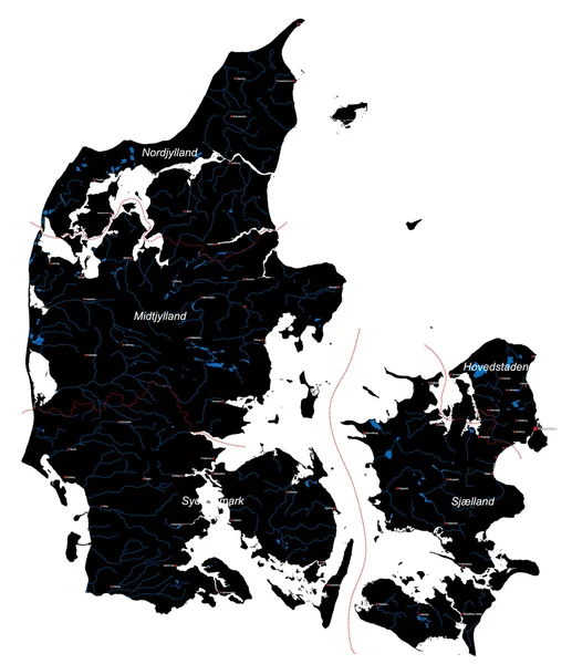 Karta över Danmark — Stock vektor