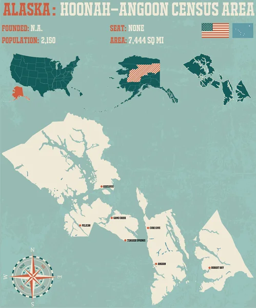 Zona di censimento di Hoonah-Angoon Alaska Stati Uniti — Vettoriale Stock