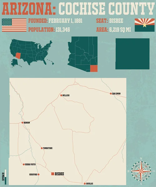 Condado de Cochise en Arizona — Archivo Imágenes Vectoriales