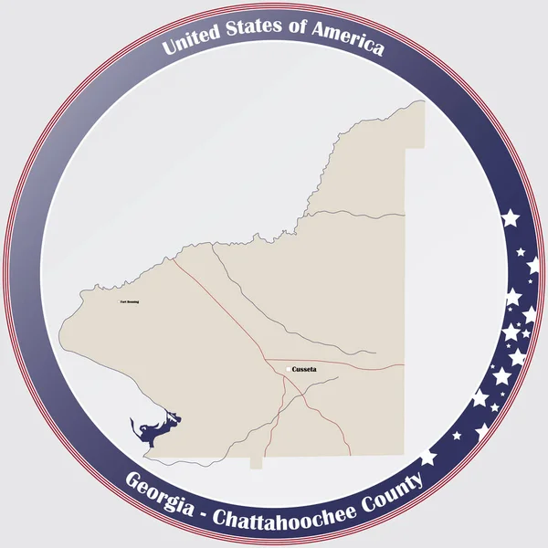 Grote Gedetailleerde Kaart Van Chattahoochee County Georgia Verenigde Staten — Stockvector