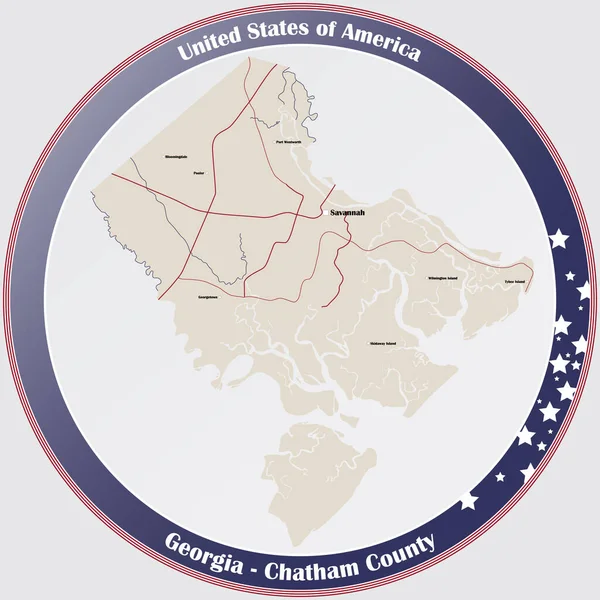 Large Detailed Map Chatham County Georgia Usa — Stock Vector