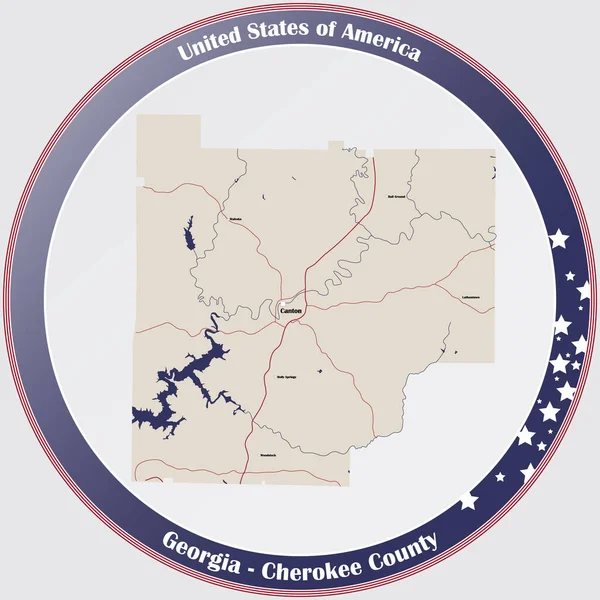 Große Und Detaillierte Karte Von Cherokee County Georgia Usa — Stockvektor