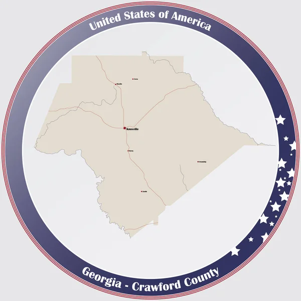 Grote Gedetailleerde Kaart Van Crawford County Georgia Verenigde Staten — Stockvector