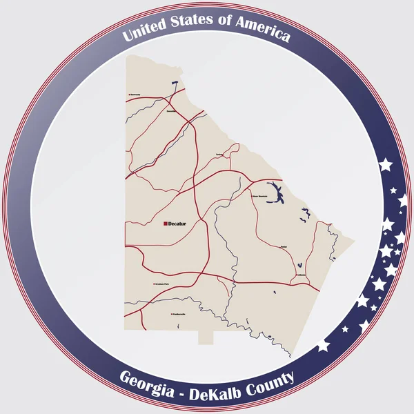 Grote Gedetailleerde Kaart Van Dekalb County Georgia Verenigde Staten — Stockvector