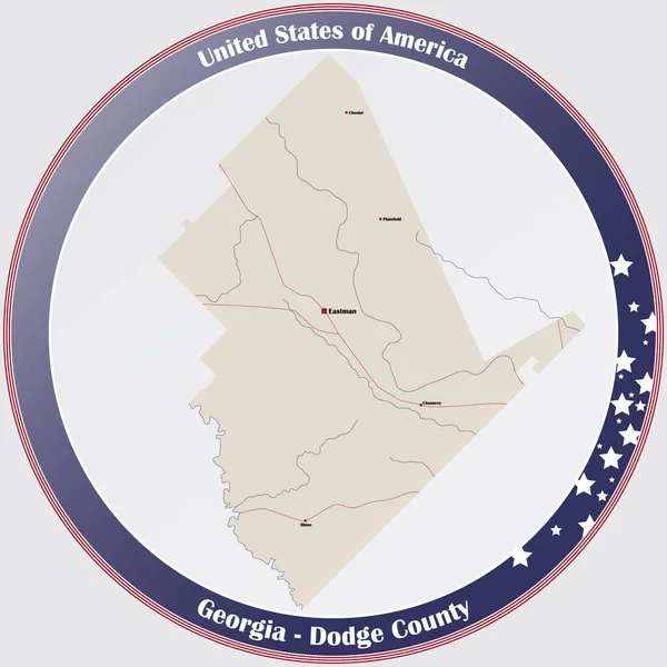 Grote Gedetailleerde Kaart Van Dodge County Georgia Verenigde Staten — Stockvector