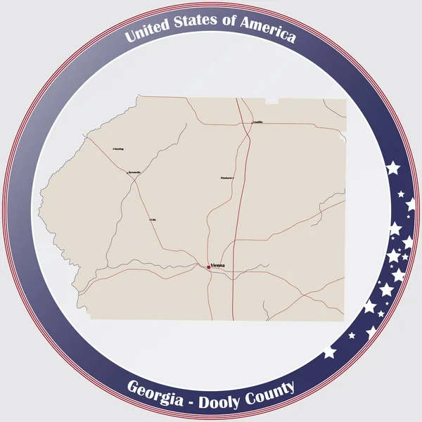 Grote Gedetailleerde Kaart Van Dooly County Georgia Verenigde Staten — Stockvector