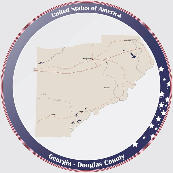 Grote Gedetailleerde Kaart Van Douglas County Georgia Verenigde Staten — Stockvector