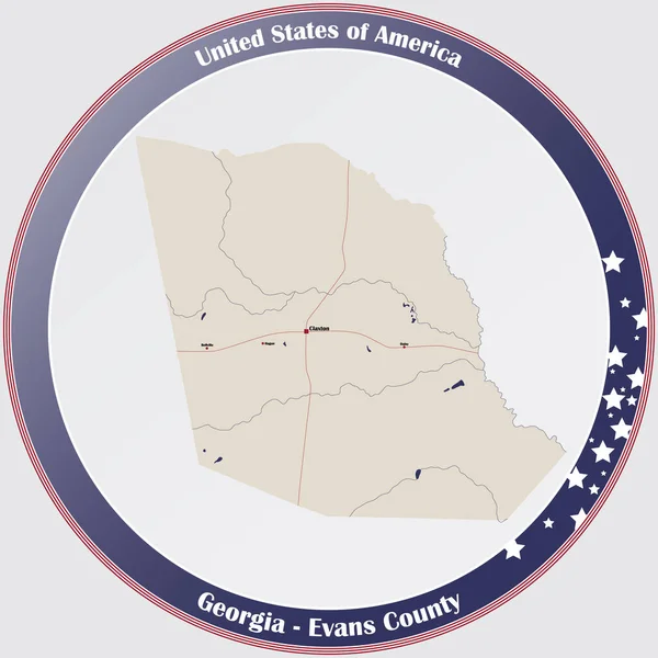 Large Detailed Map Evans County Georgia Usa — Stok Vektör