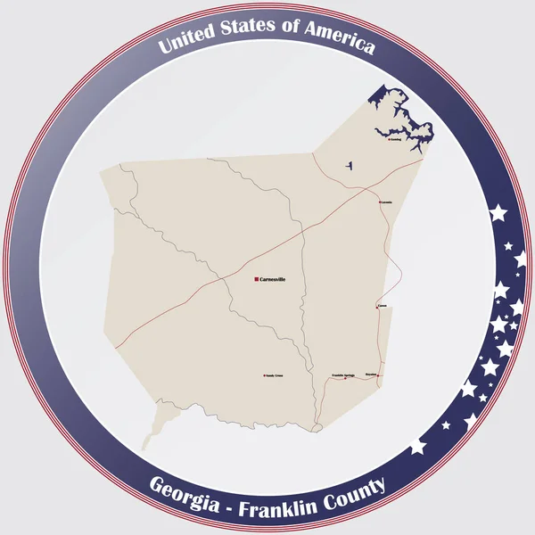 Large Detailed Map Franklin County Georgia Usa — 스톡 벡터