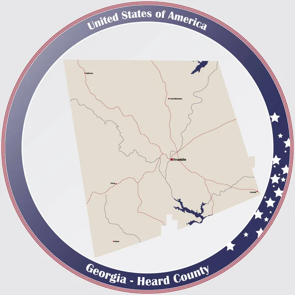 米国ジョージア州のハード郡の大規模かつ詳細な地図 — ストックベクタ
