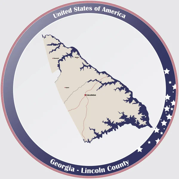 Grote Gedetailleerde Kaart Van Lincoln County Georgia Verenigde Staten — Stockvector