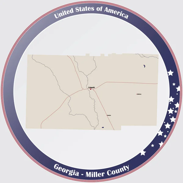 Grote Gedetailleerde Kaart Van Miller County Georgia Verenigde Staten — Stockvector