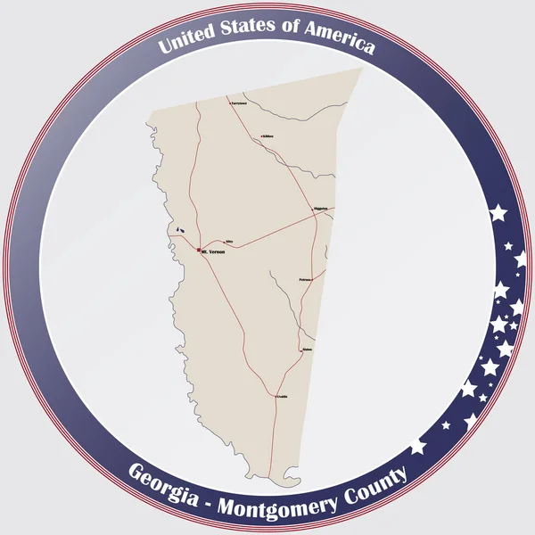 Grote Gedetailleerde Kaart Van Montgomery County Georgia Verenigde Staten — Stockvector