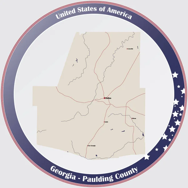 Grande Carte Détaillée Paulding Comté Géorgie États Unis Amérique — Image vectorielle