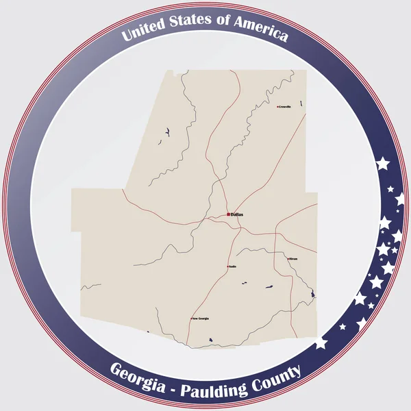 Large Detailed Map Paulding County Georgia Usa — Stock Vector