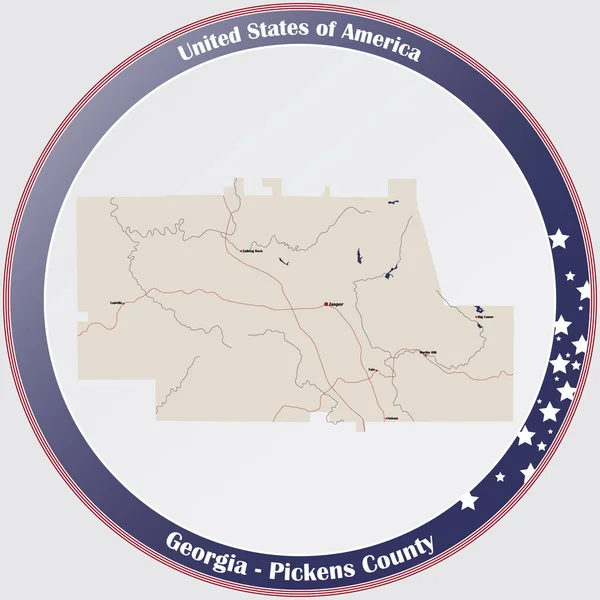 Große Und Detaillierte Karte Von Pickens County Georgia Usa — Stockvektor