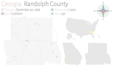 Georgia, ABD 'deki Randolph ilçesinin geniş ve ayrıntılı haritası..