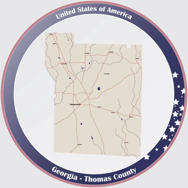 Grote Gedetailleerde Kaart Van Thomas County Georgia Verenigde Staten — Stockvector