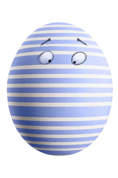 Velký Obrázek Osamělého Velikonočního Vajíčka Pruhy Očima — Stock fotografie