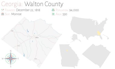 Gürcistan 'ın Walton ilçesinin geniş ve detaylı haritası..