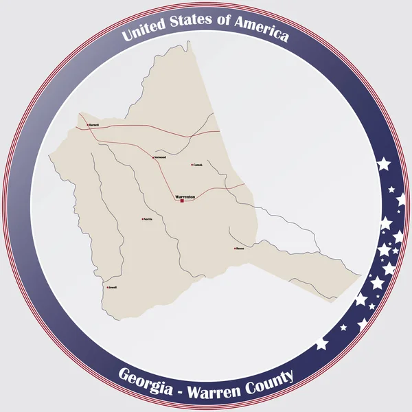 Grote Gedetailleerde Kaart Van Warren County Georgia Verenigde Staten — Stockvector