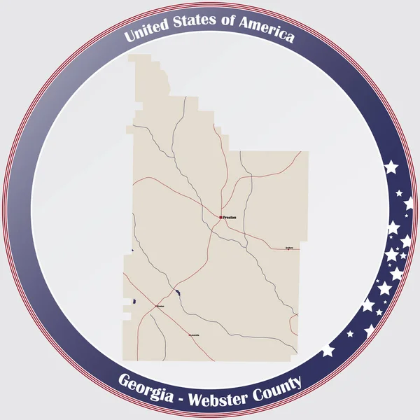Mapa Grande Detalhado Condado Webster Geórgia Estados Unidos América — Vetor de Stock