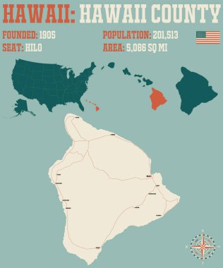 Hawaii eyaletinin geniş ve detaylı haritası Hawaii, ABD.
