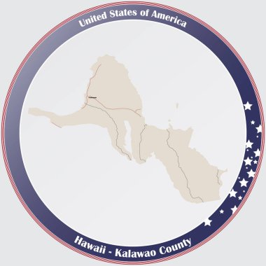Hawaii, ABD 'deki Kalawao ilçesinin geniş ve ayrıntılı haritası..