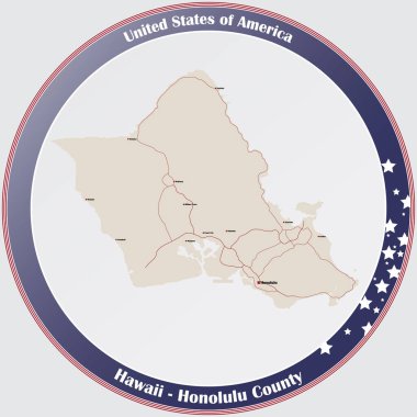 Hawaii, ABD 'deki Honolulu ilçesinin geniş ve detaylı haritası..