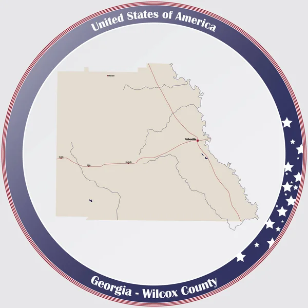 Grote Gedetailleerde Kaart Van Wilcox County Georgia Verenigde Staten — Stockvector