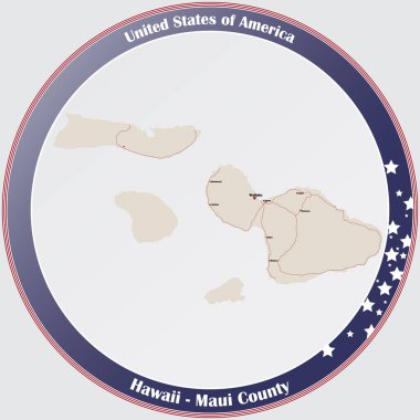 Hawaii, ABD 'deki Maui ilçesinin geniş ve detaylı haritası..