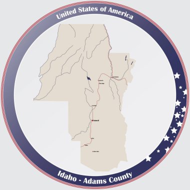 Adams County 'nin Idaho, ABD' deki geniş ve detaylı haritası..