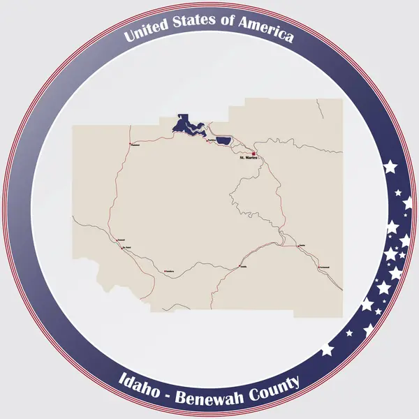 美国爱达荷州Benewah县的大而详细的地图 — 图库矢量图片