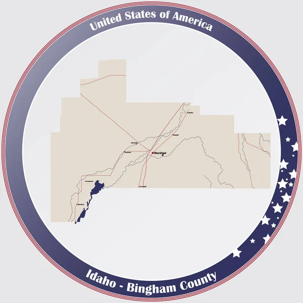 Stor Och Detaljerad Karta Över Bingham County Idaho Usa — Stock vektor
