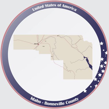 Idaho, ABD 'deki Bonneville ilçesinin geniş ve ayrıntılı haritası..