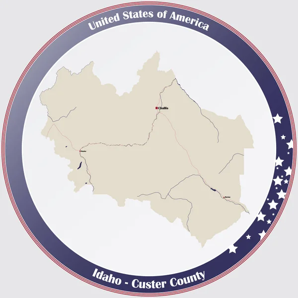 美国爱达荷州卡斯特县大而详细的地图 — 图库矢量图片