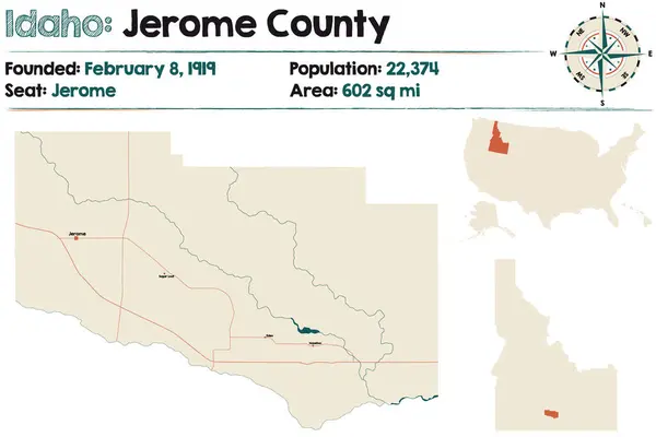Large Detailed Map Jerome County Idaho Usa — Stock Vector