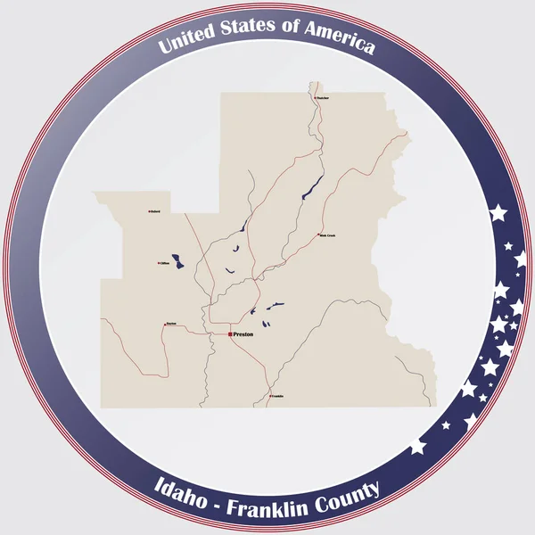 Mapa Grande Detallado Del Condado Franklin Idaho Estados Unidos — Vector de stock